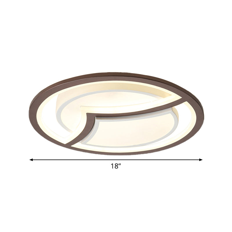 Nordic Iron LED Ceiling Light Fixture - 18"/21.5" - Coffee with Gull Pattern - Warm/White Light - Thin Circle Design
