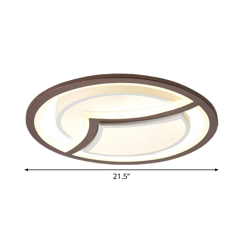 Nordic Iron LED Ceiling Light Fixture - 18"/21.5" - Coffee with Gull Pattern - Warm/White Light - Thin Circle Design