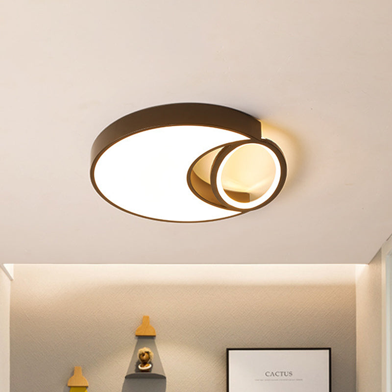 Waxing Moon & Oval Minimalist LED Flush Light - 18"/22" Wide Acrylic Black Ceiling Flushmount Lamp in Warm/White Light