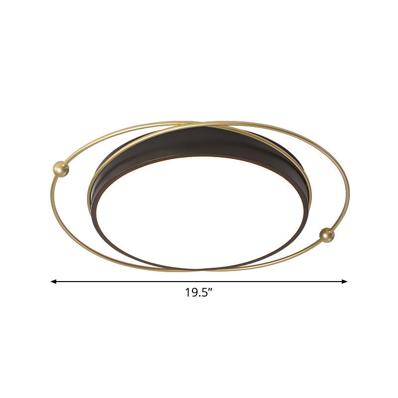 Modern Orbital Metal Flush Mount LED Ceiling Light in Black-Gold, Warm/White - 16"/19.5" Wide