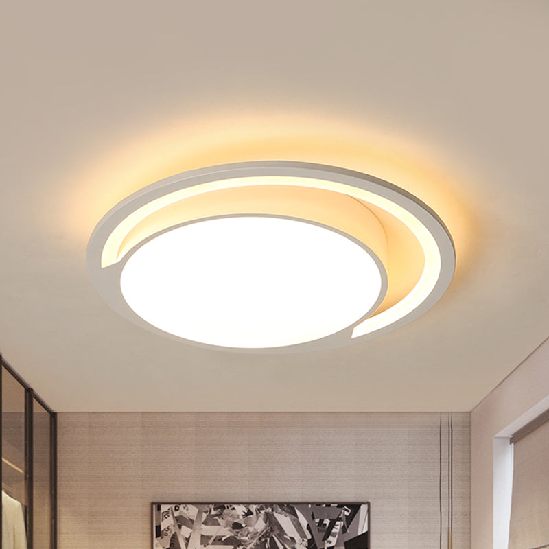 Minimalist White Acrylic LED Ceiling Light - 16"/19.5" Wide Flush-Mount Fixture with Handgrip