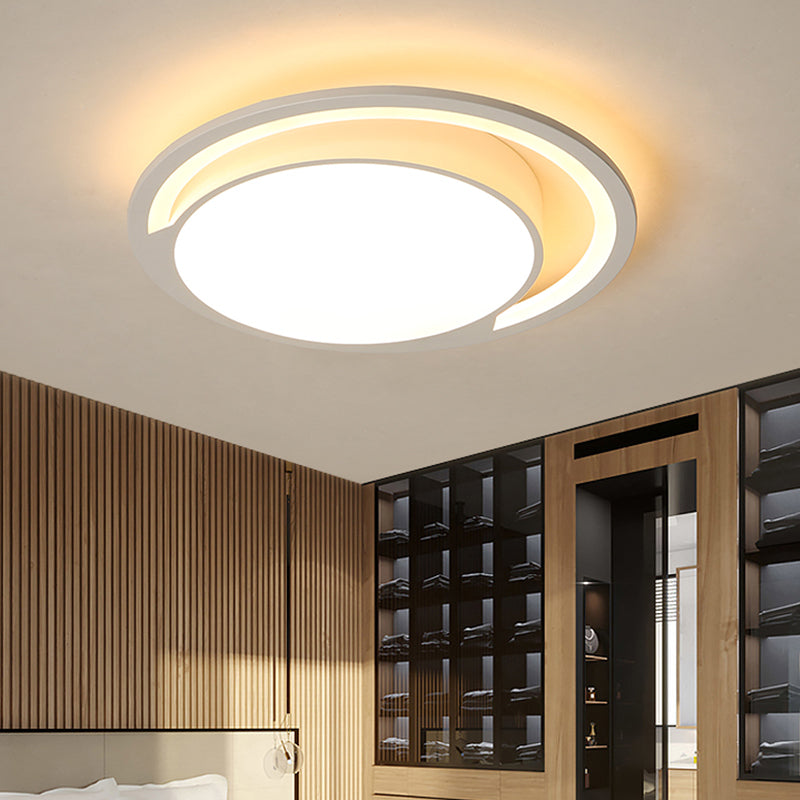Minimalist White Acrylic LED Ceiling Light - 16"/19.5" Wide Flush-Mount Fixture with Handgrip