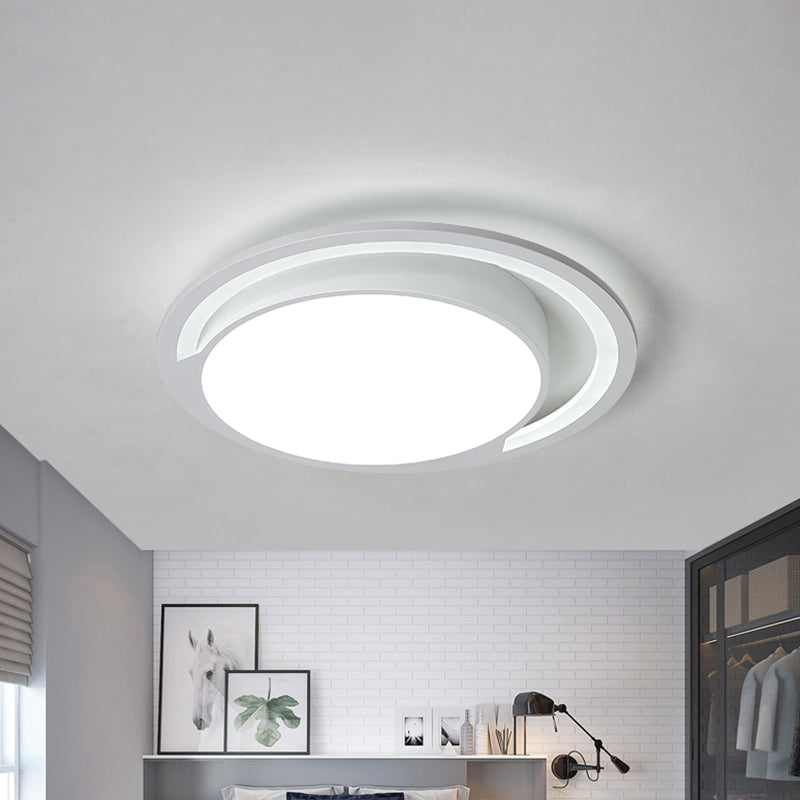 Minimalist White Acrylic LED Ceiling Light - 16"/19.5" Wide Flush-Mount Fixture with Handgrip