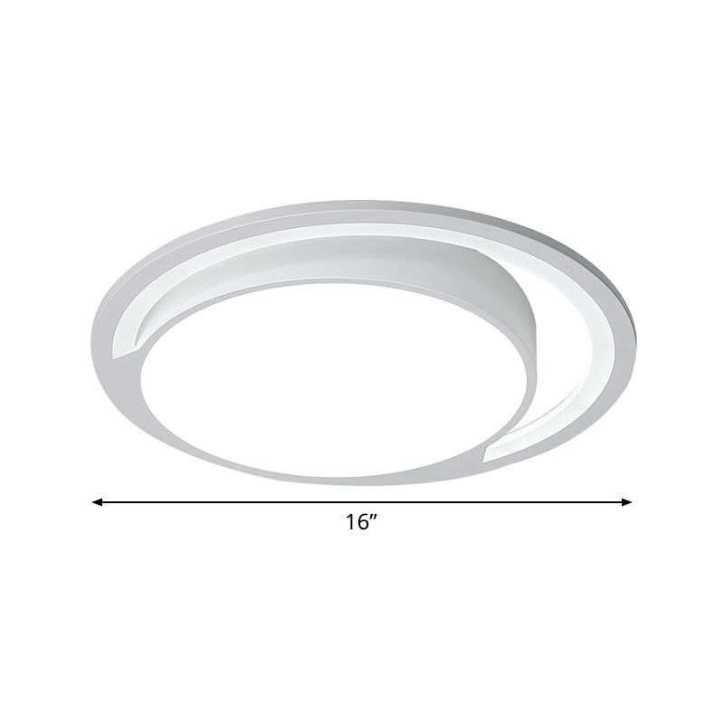 Minimalist White Acrylic LED Ceiling Light - 16"/19.5" Wide Flush-Mount Fixture with Handgrip