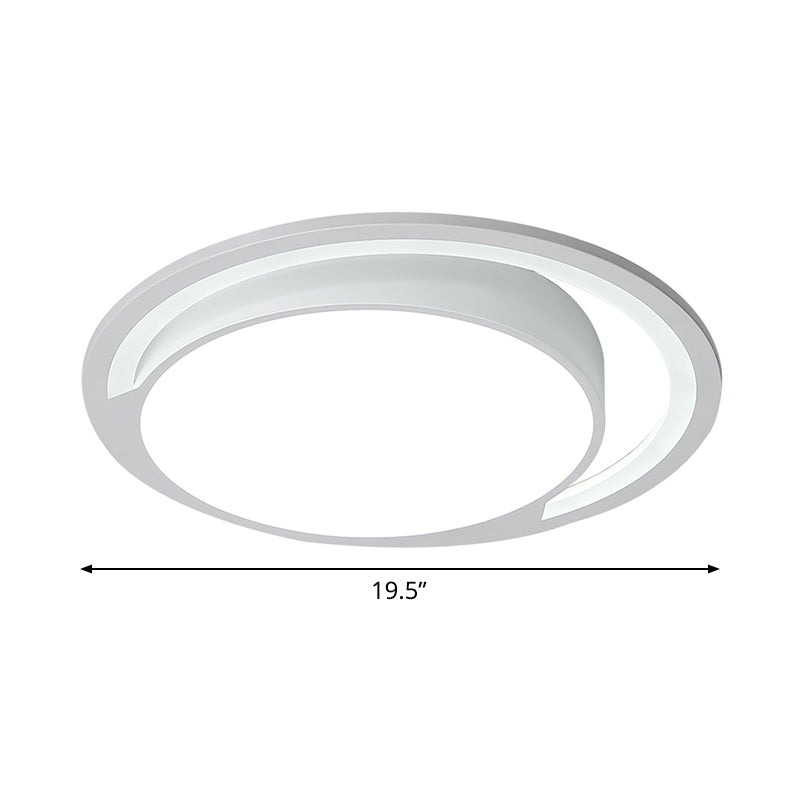 Minimalist White Acrylic LED Ceiling Light - 16"/19.5" Wide Flush-Mount Fixture with Handgrip