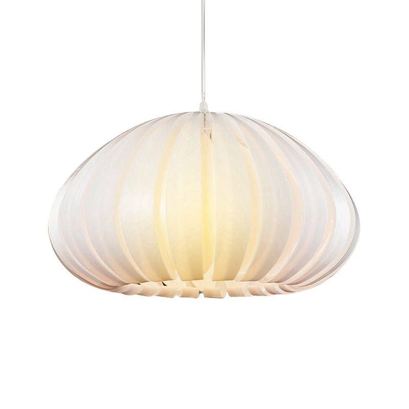 Sleek Squash Suspension Light: Acrylic Single Dining Table Pendant in White/Black with Blade Design