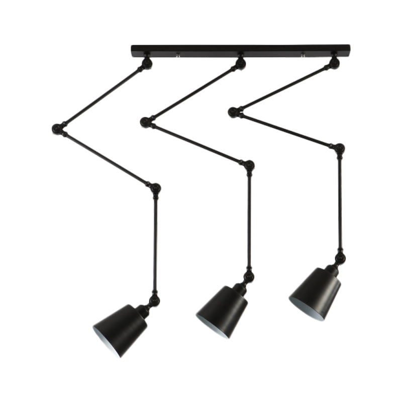 Nordic Cluster Pendant Light - Green/Black Bell with Adjustable Arm, 3-Head Metal Hanging Lamp Kit