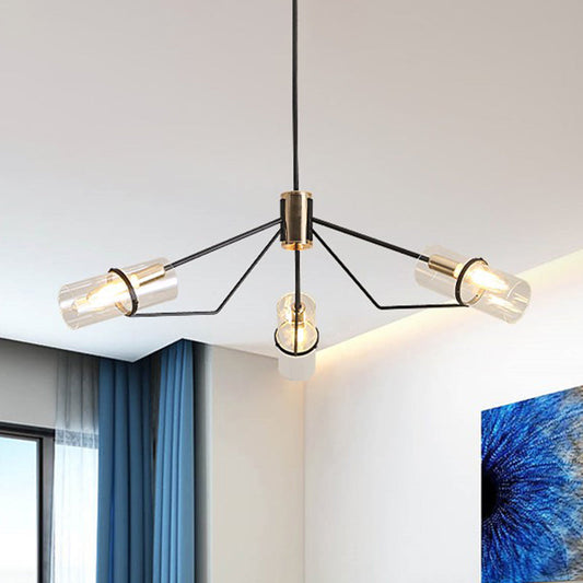 Sputnik Glass Chandelier - Industrial Hanging Light in Black, Clear/Smoke Glass, 3/6 Heads - Perfect for Bedrooms