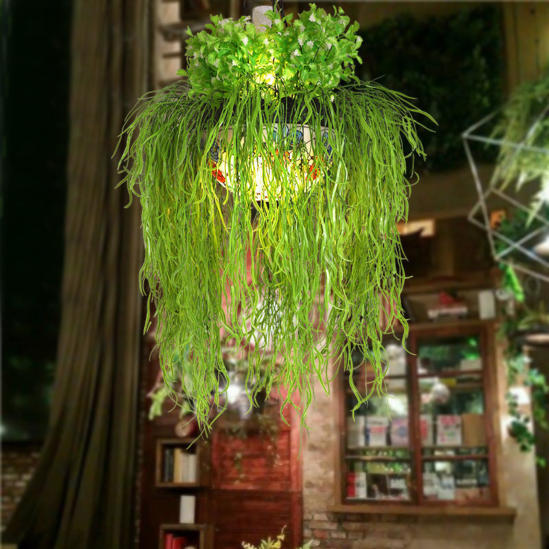 Plafonnier suspendu moderne en forme de dôme vert avec verre dépoli - Idéal pour les restaurants et les plantes - Lampe suspendue à 1 ampoule