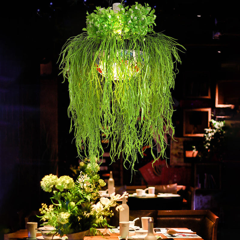 Plafonnier suspendu moderne en forme de dôme vert avec verre dépoli - Idéal pour les restaurants et les plantes - Lampe suspendue à 1 ampoule