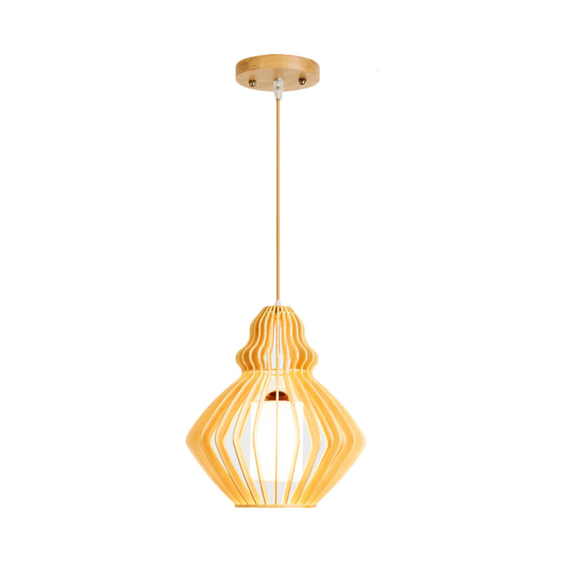 Asian Bellied Basswood Lantern: 1-Light Pendant For Restaurant Table