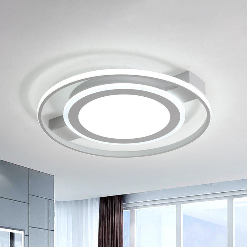 Plafonnier encastré en acrylique blanc minimaliste - Luminaire LED de 18"/21,5" de large avec lueur chaude/blanche