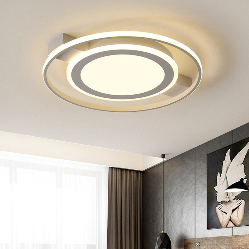 Plafonnier encastré en acrylique blanc minimaliste - Luminaire LED de 18"/21,5" de large avec lueur chaude/blanche