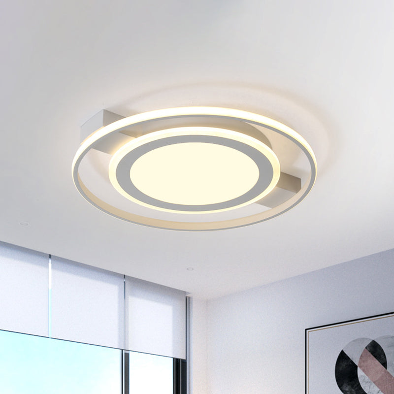 Plafonnier encastré en acrylique blanc minimaliste - Luminaire LED de 18"/21,5" de large avec lueur chaude/blanche