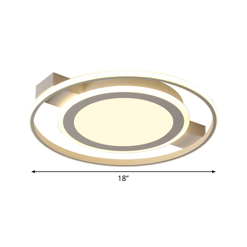 Plafonnier encastré en acrylique blanc minimaliste - Luminaire LED de 18"/21,5" de large avec lueur chaude/blanche