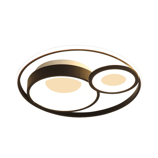 Metallic Nordic Led Flush Mount Ceiling Light - 3 Circles 16/19.5 Wide Warm/White (Black/White)