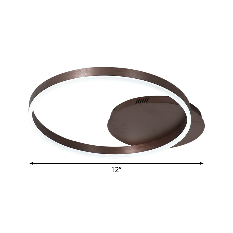Modern Led Circle Flushmount Ceiling Light - Minimalist Aluminum Coffee Warm/White 12/16/8+16 Width