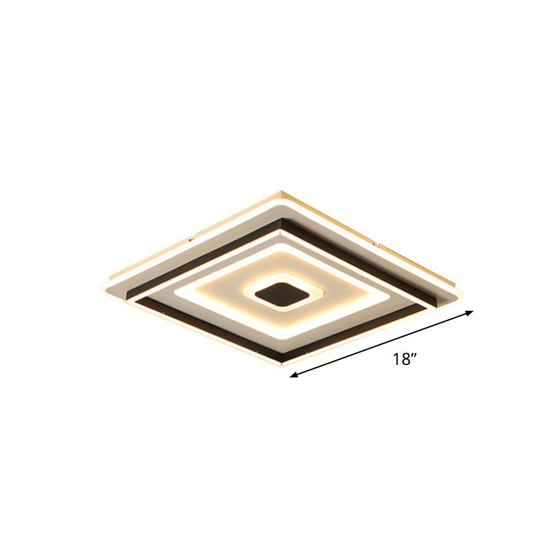 Modern Acrylic Square Flushmount LED Ceiling Light in Black - 18/21.5 Wide - Warm/White