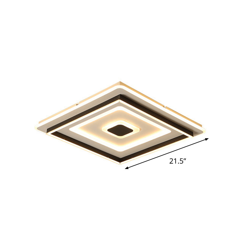 Modern Acrylic Square Flushmount LED Ceiling Light in Black - 18/21.5 Wide - Warm/White