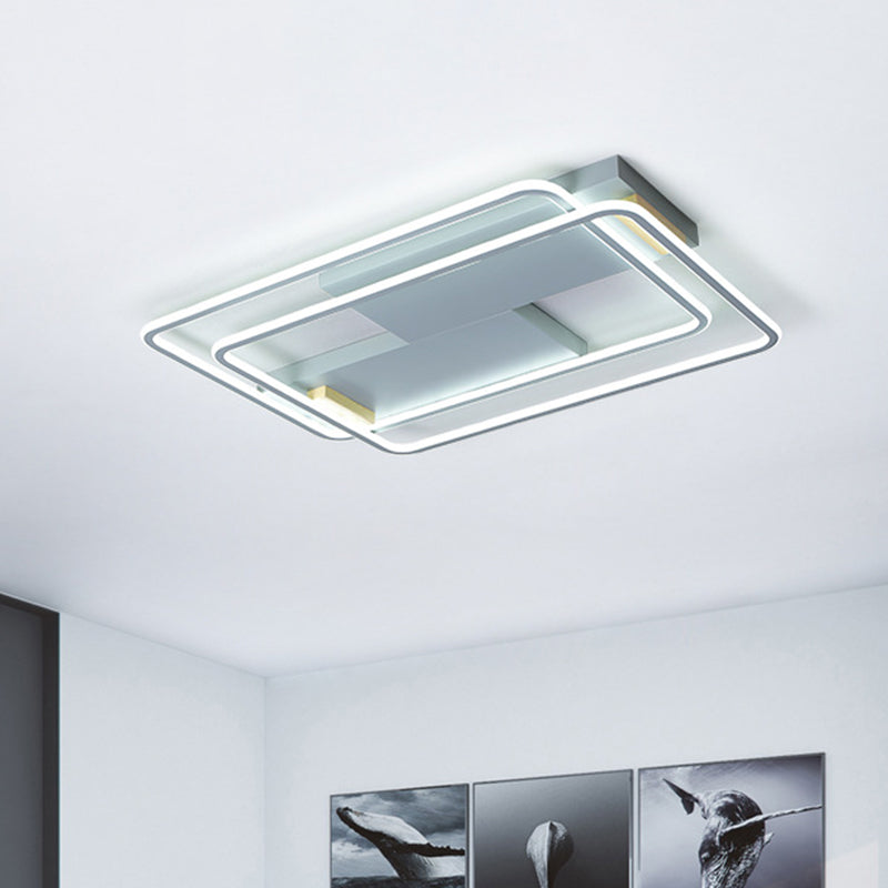 Contemporary Grey LED Flush Mount Aluminum Ceiling Lamp - Warm/White Light