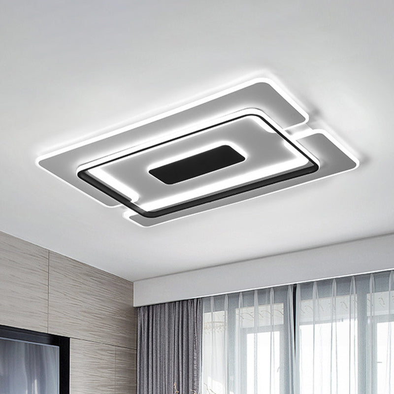 Plafonnier LED moderne et fin pour salon en noir et blanc