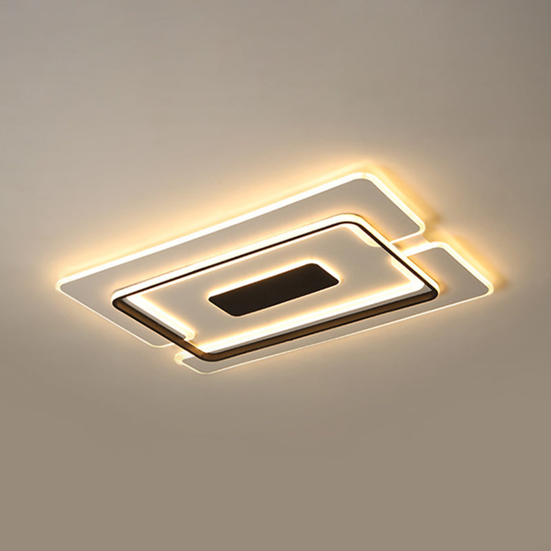 Plafonnier LED moderne et fin pour salon en noir et blanc