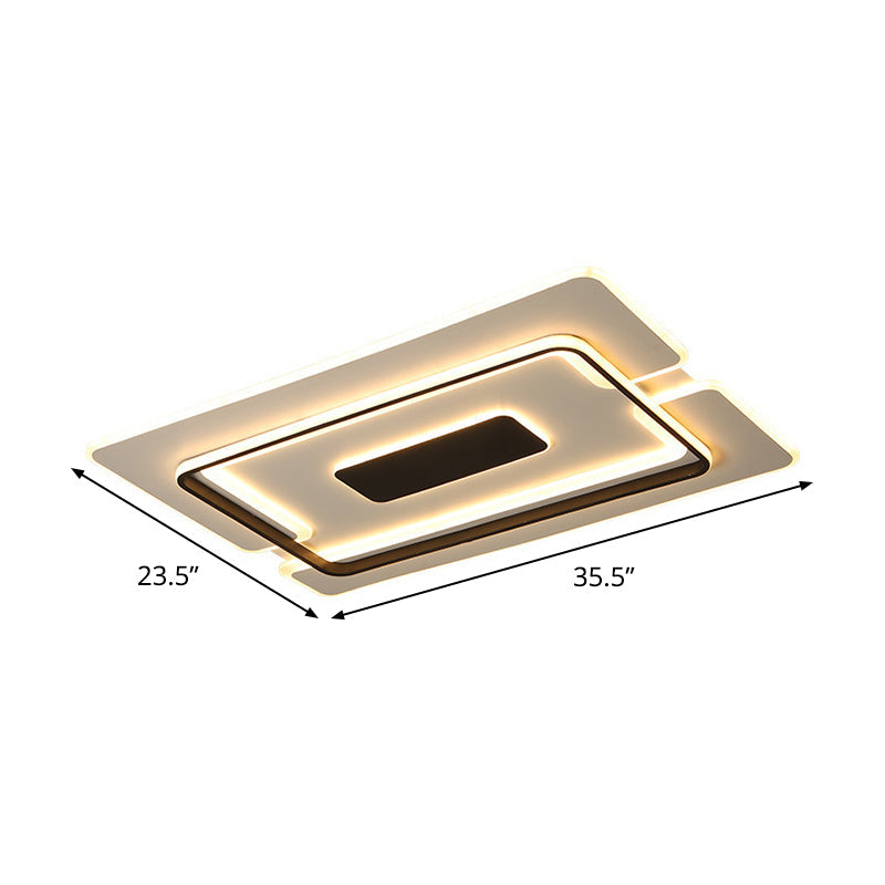 Plafonnier LED moderne et fin pour salon en noir et blanc