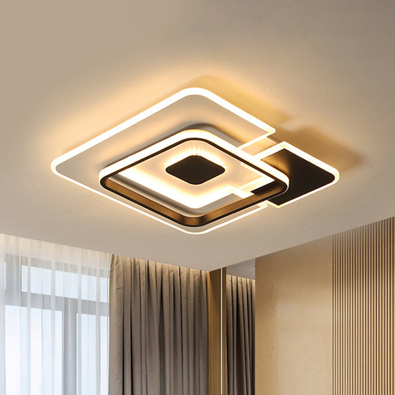 Modern Acrylic Black and White Patchwork Ceiling Lamp - LED Flush Mount