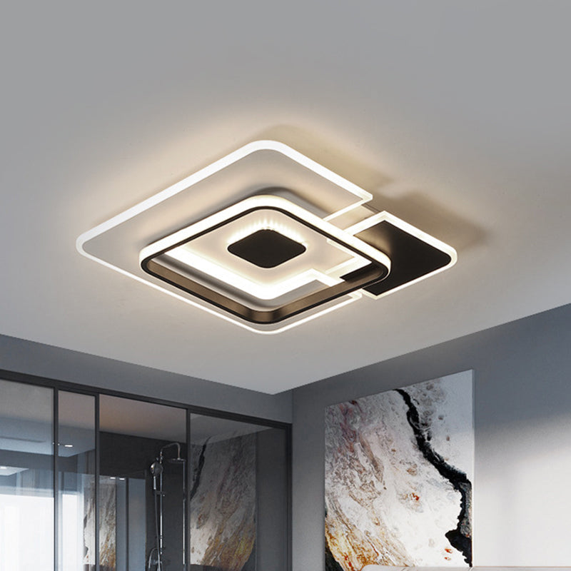 Modern Acrylic Black and White Patchwork Ceiling Lamp - LED Flush Mount