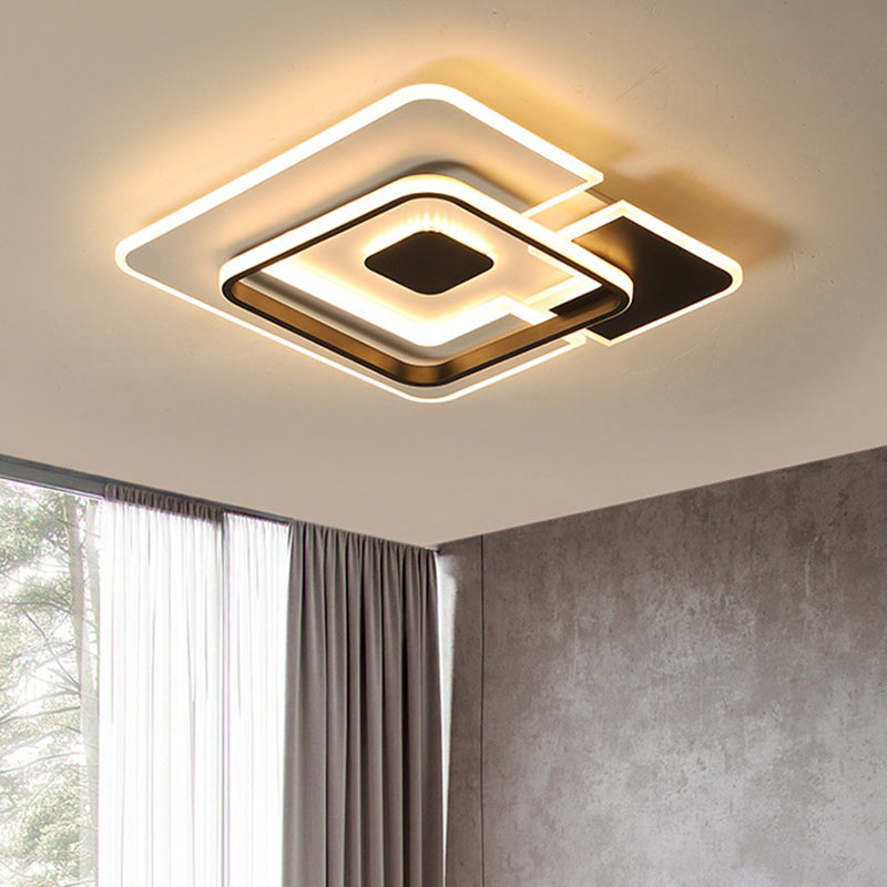 Modern Acrylic Black and White Patchwork Ceiling Lamp - LED Flush Mount