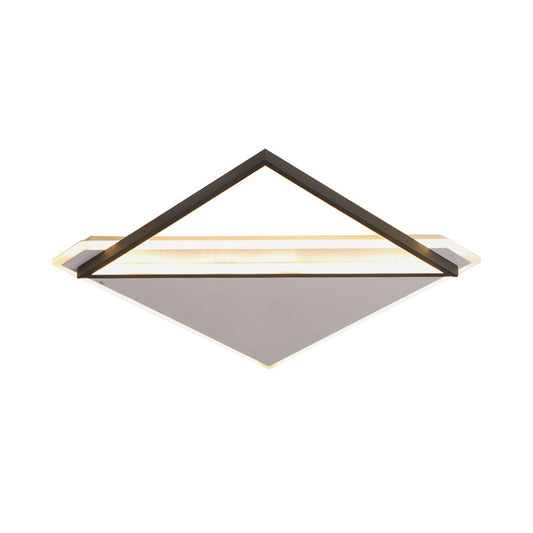 Minimalist Rhombus Flushmount Led Ceiling Light In Black-White 16.5/20.5 Wide