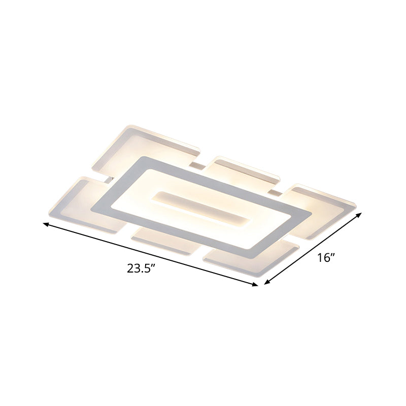 Modern Acrylic Ultrathin Rectangle Ceiling Lamp - 23.5"/35.5" Long LED Flush Mount - Warm/White Light - Cutout Design