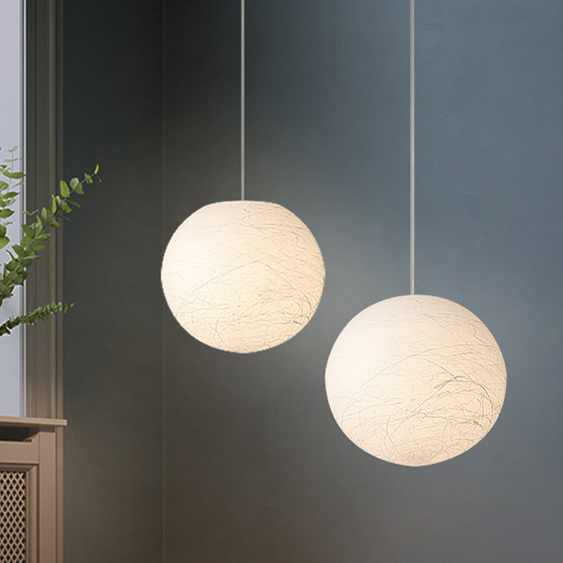 Sleek White Acrylic Pendant Lamp with Textured Surface - 8/12 Inch Dia