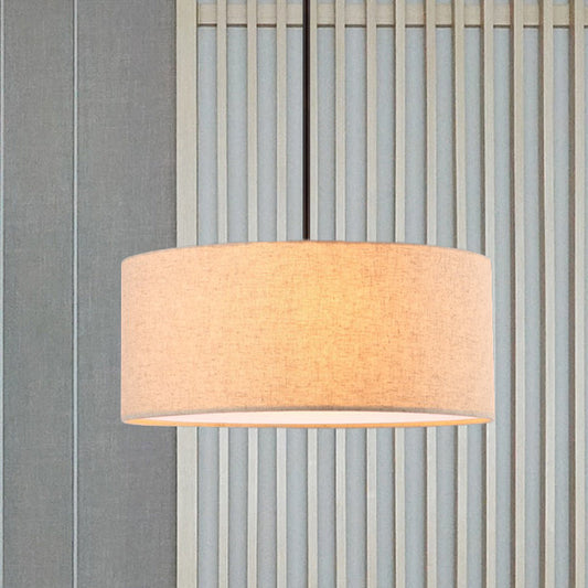 Minimalist Rounded Hanging Lamp in Apricot/Flaxen for Restaurants - 1-Light Fabric Pendant Lighting Fixture