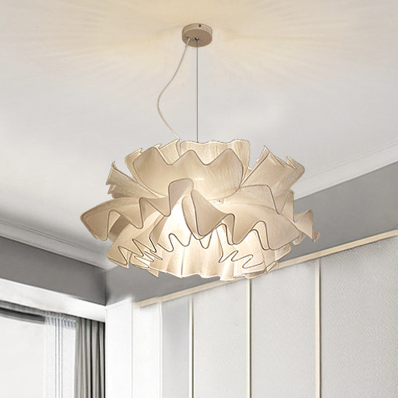 Luminaire suspendu tissé à la main chic et moderne - Blanc/bleu marine avec abat-jour en tissu