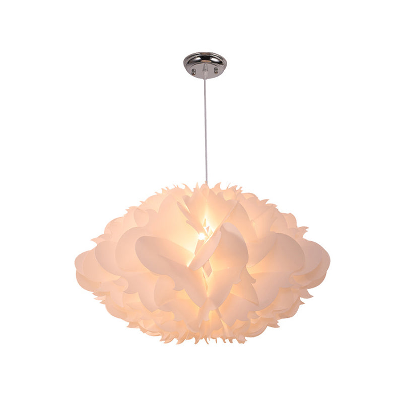 Modernist White Floral Suspension Light - Acrylic Hanging Pendant For Table