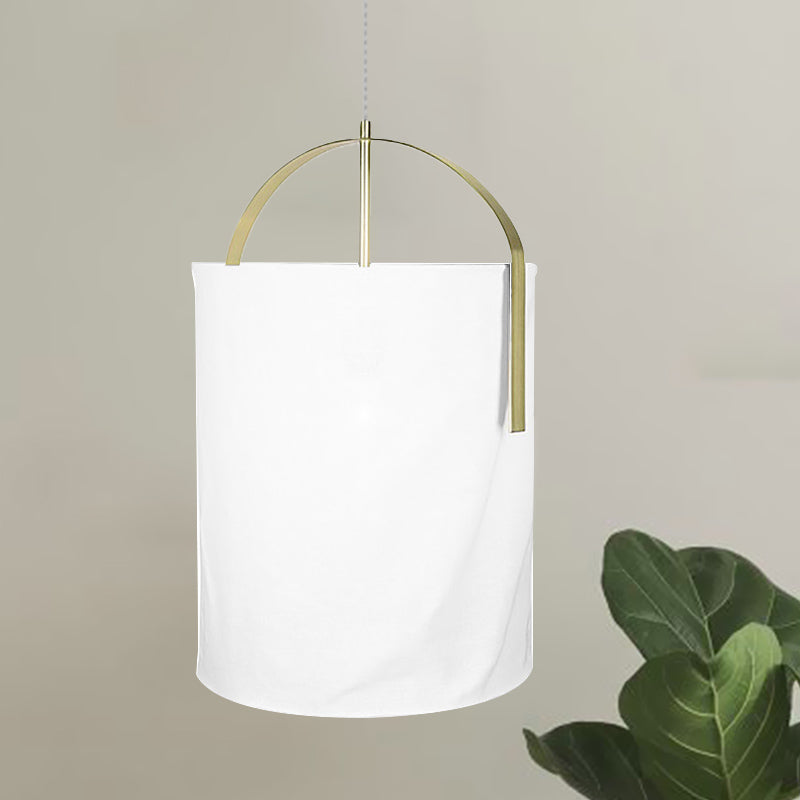 Sleek Black/Gold-White Pail Drop Lamp: Simplicity At Its Finest - 1 Head Fabric Pendant Light