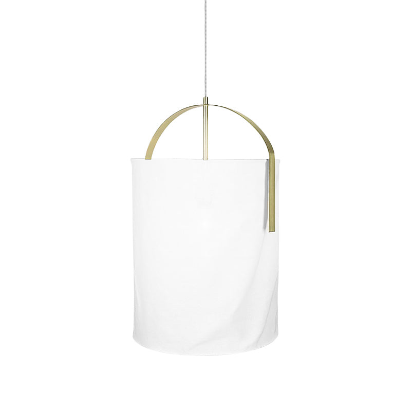 Sleek Black/Gold-White Pail Drop Lamp: Simplicity At Its Finest - 1 Head Fabric Pendant Light