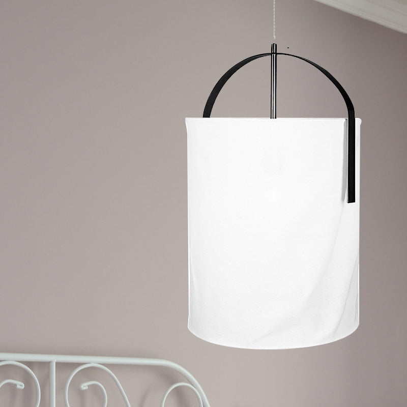 Sleek Black/Gold-White Pail Drop Lamp: Simplicity At Its Finest - 1 Head Fabric Pendant Light