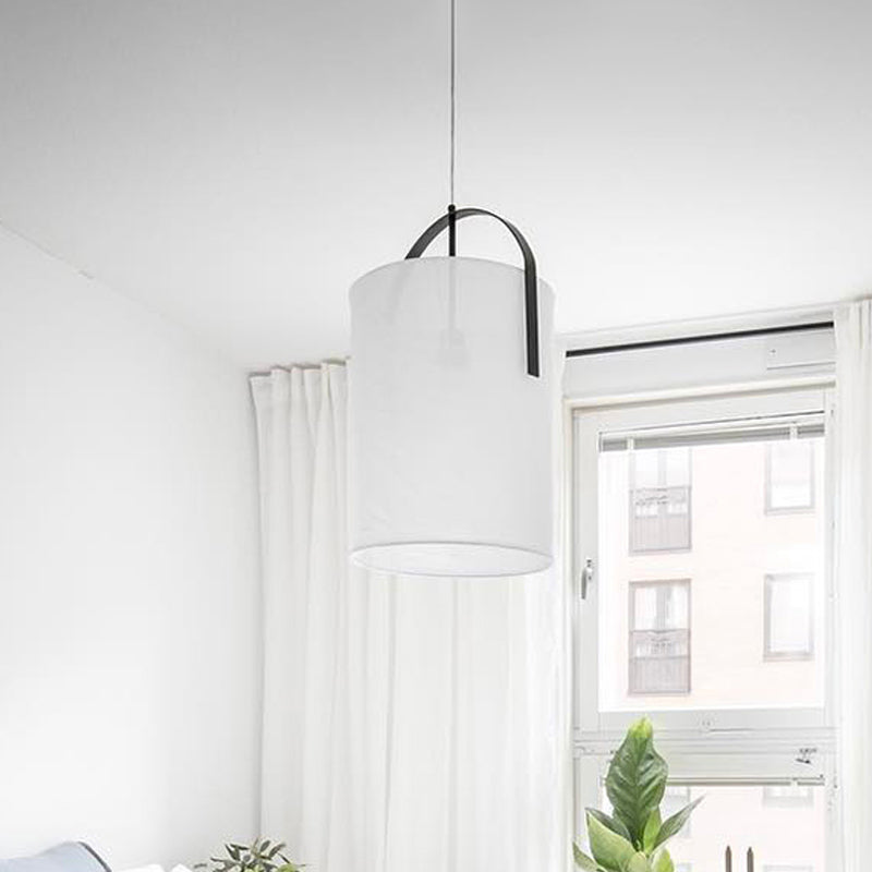 Sleek Black/Gold-White Pail Drop Lamp: Simplicity At Its Finest - 1 Head Fabric Pendant Light