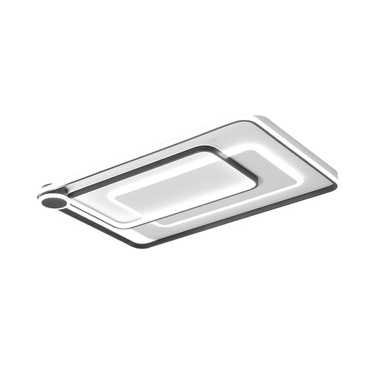 Modern Rectangular Flush Mount Led Ceiling Light In Black With Warm/White Lighting