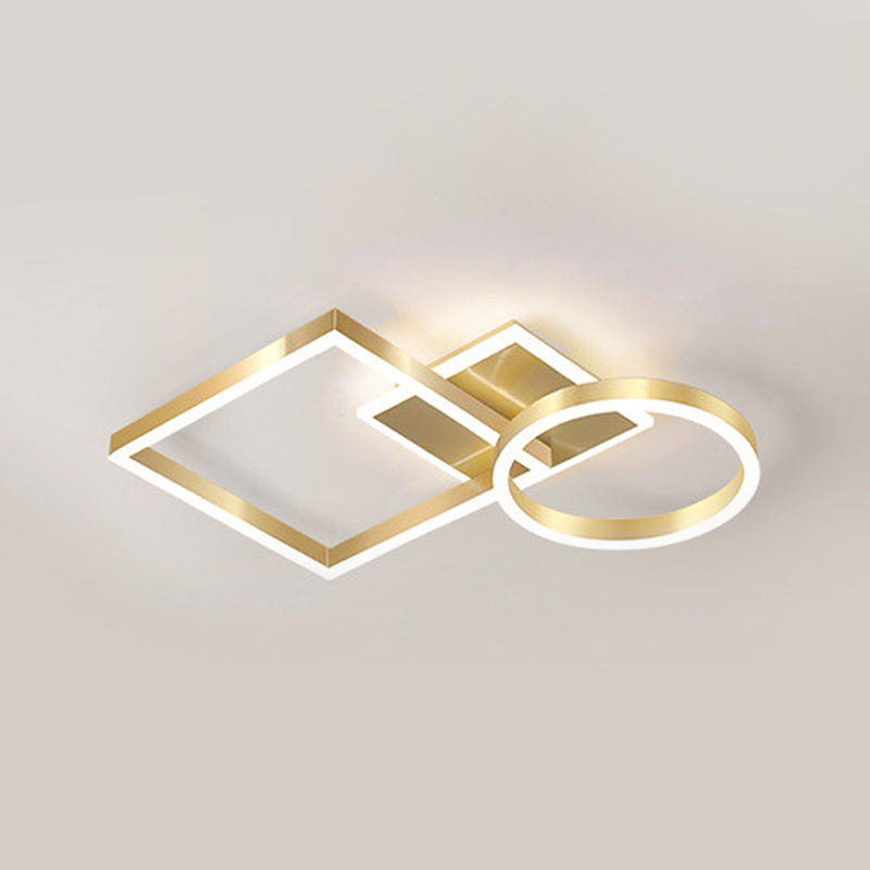 Geometric LED Ceiling Lamp in Golden/Coffee - Warm/White Light, 20.5"/34" L