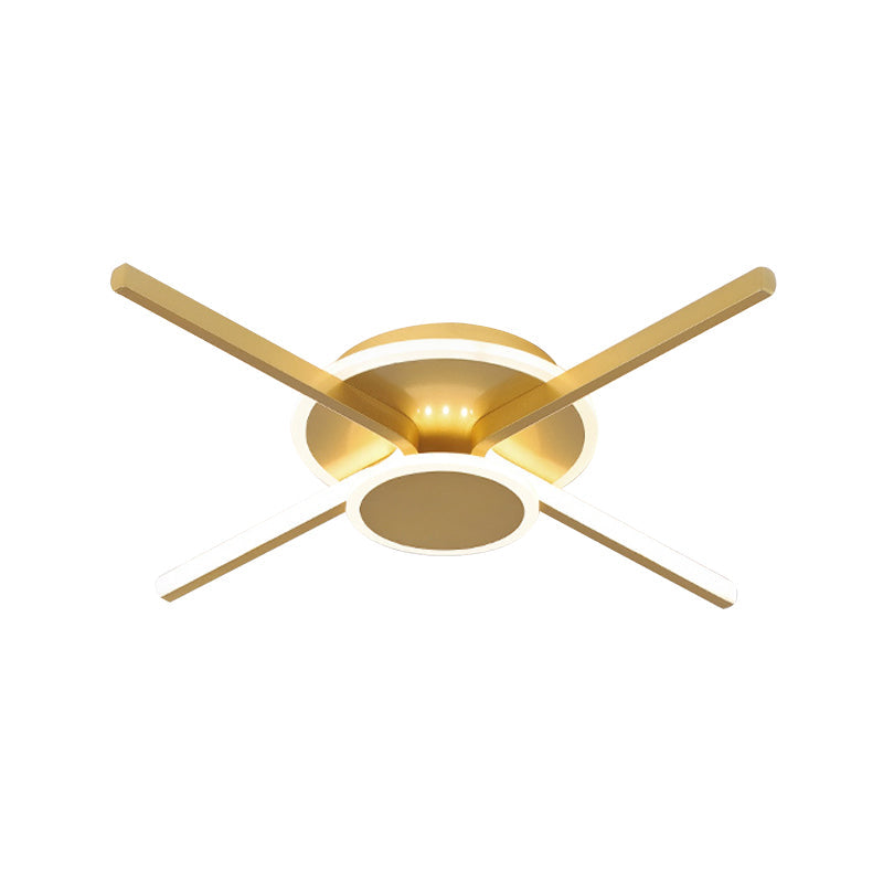 Minimalist Ray Flushmount Metallic LED Ceiling Lamp for Hotels - Warm/White Light, 19.5"/24.5" Wide