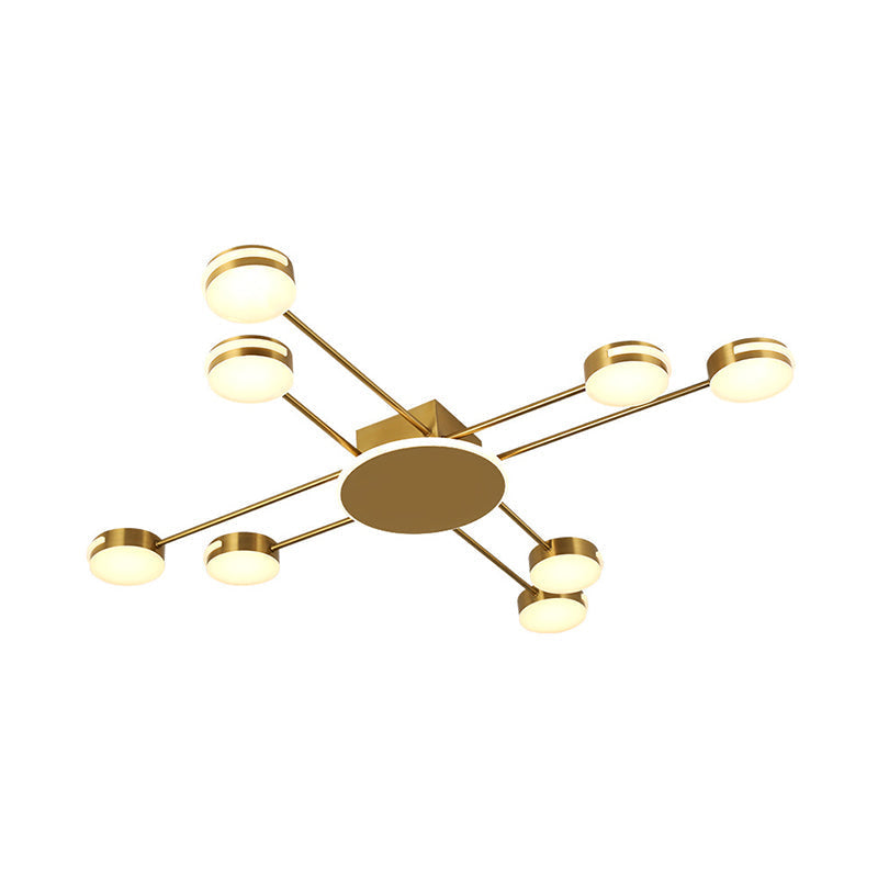 Modern 2-Tier Iron Flush Mount Chandelier with 8 Lights in Black/Gold Finish - Warm/White/Natural Lighting