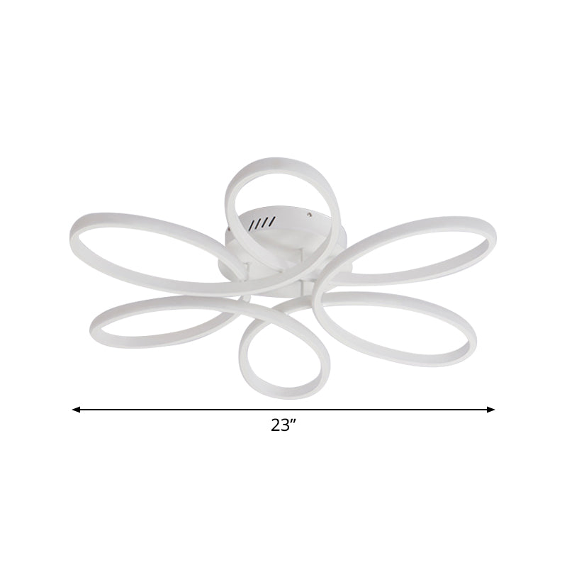 Plafonnier LED encastré moderne à fleurs blanches (23/29 pouces) pour salon