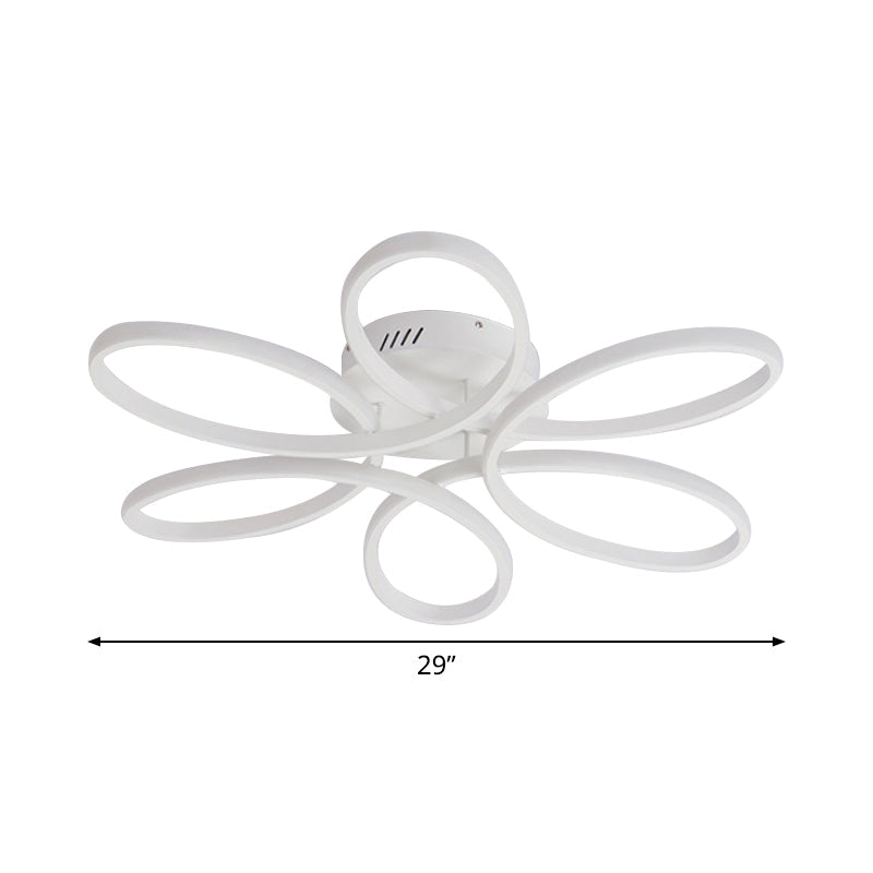 Plafonnier LED encastré moderne à fleurs blanches (23/29 pouces) pour salon