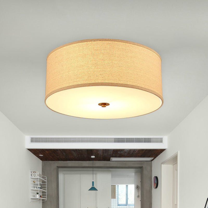 Plafonnier minimaliste en lin avec abat-jour en tissu tambour - Parfait pour les salles à manger