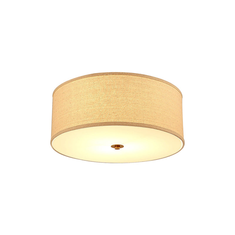 Plafonnier minimaliste en lin avec abat-jour en tissu tambour - Parfait pour les salles à manger