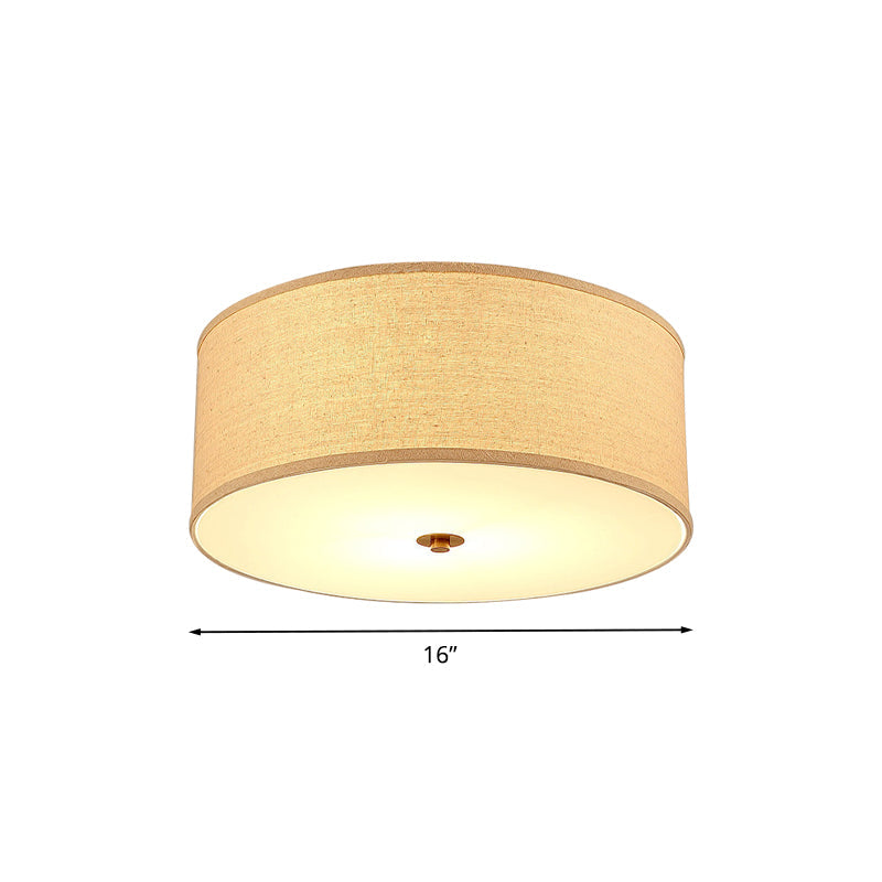 Plafonnier minimaliste en lin avec abat-jour en tissu tambour - Parfait pour les salles à manger