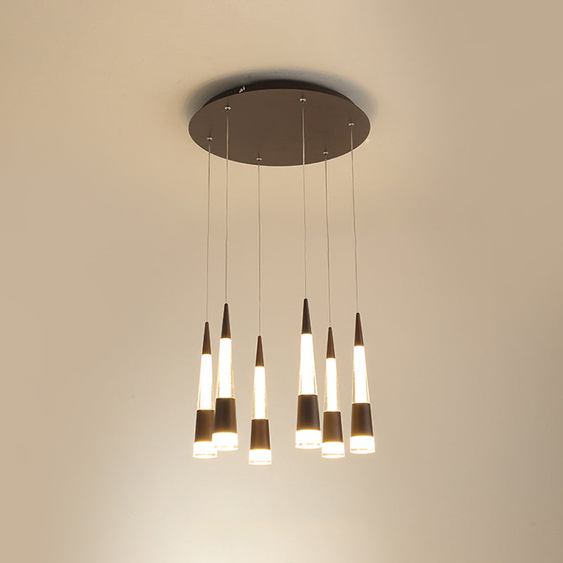 Modern Style Draping Multi-Light Adjustable Pendant with 6 LED Bulbs for Dining Room in Black/Gold